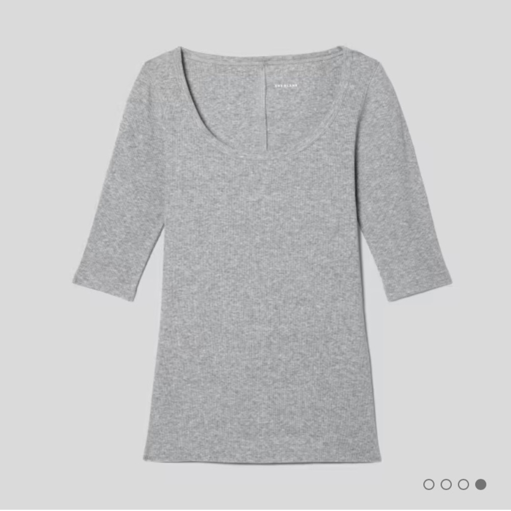 Everlane Pima Micro-Rib Short-Sleeve top tee Heather Gray xs
